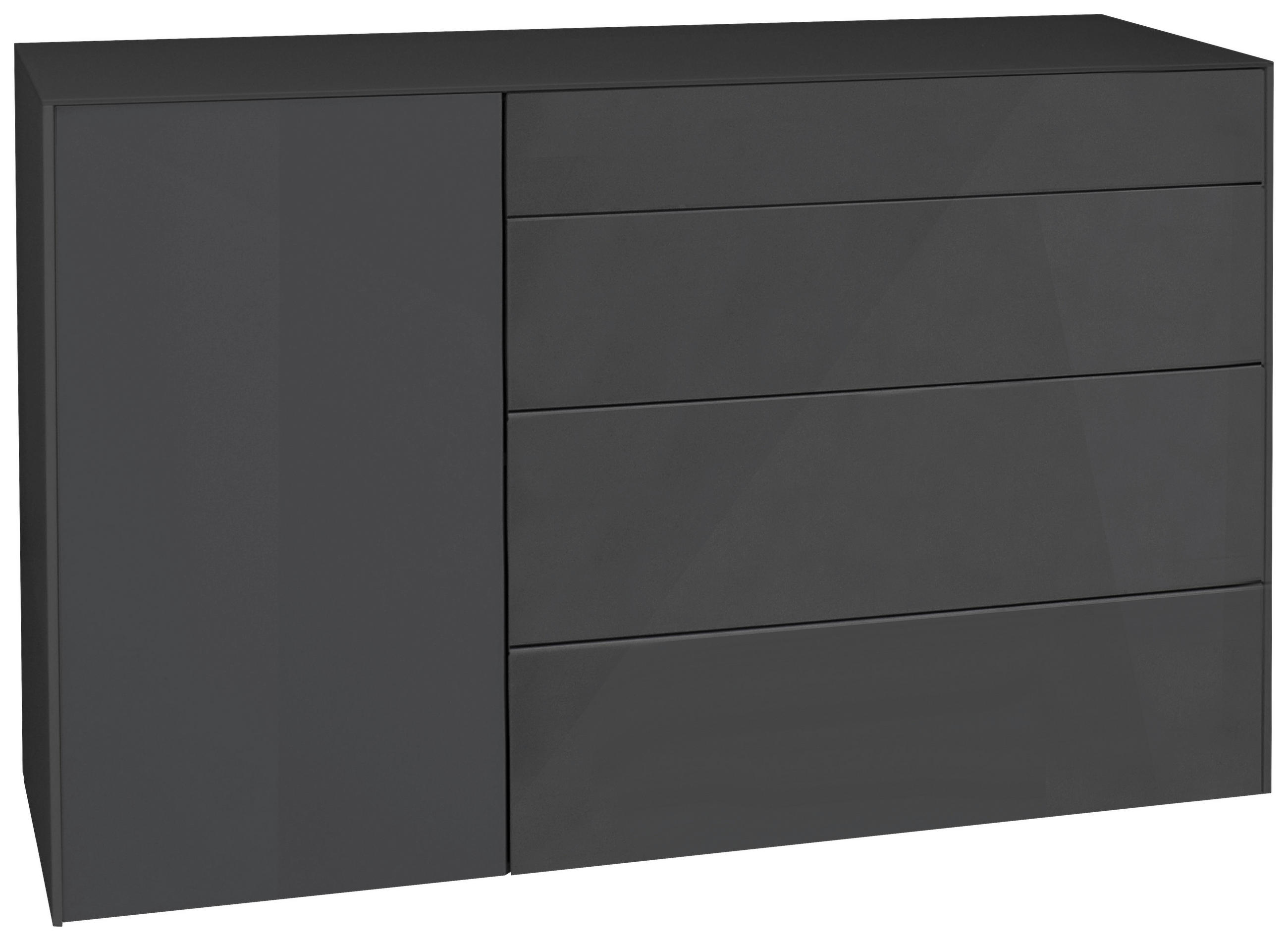 SIDEBOARD Imola  in 131/89/42 cm  - Anthrazit/Schwarz, Design, Glas/Holzwerkstoff (131/89/42cm) - Novel