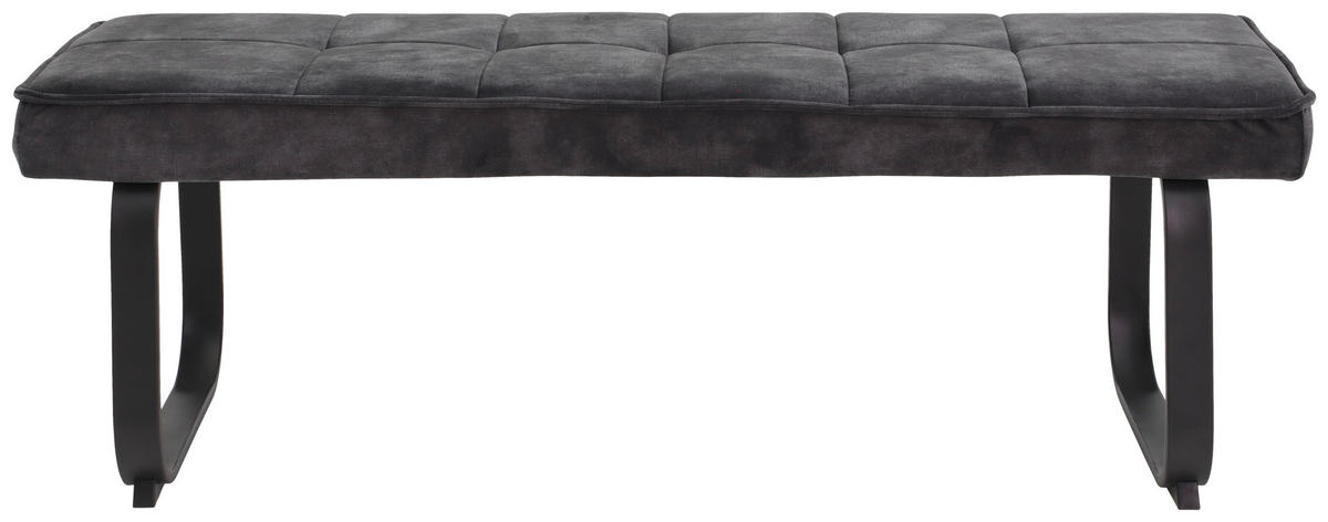 SITZBANK 140/48/45 cm Samt, Velours Anthrazit Metall  - Anthrazit, Design, Textil/Metall (140/48/45cm) - Carryhome