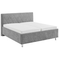 POLSTERBETT 180/200 cm,  in Hellgrau, Matratze, Lattenrost, motorische Verstellbarkeit, Fernbedienung, H2 + H3 = mittel + fest  - Chromfarben/Hellgrau, MODERN, Textil/Metall (180/200cm) - Xora