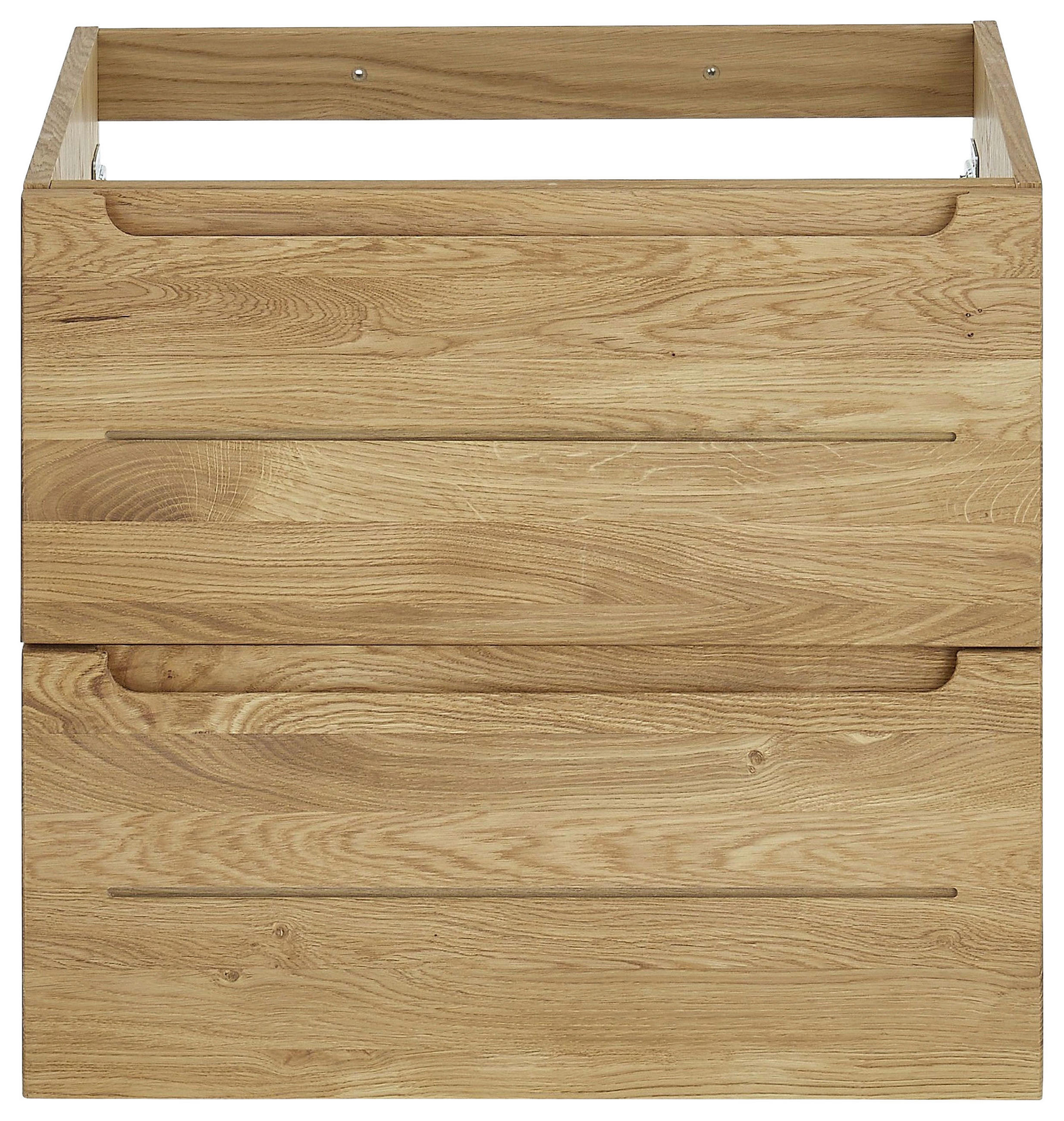 Thumbnail - Linea Natura Waschbeckenunterschrank, Eiche, Holz, Holzwerkstoff, Eiche, furniert,massiv, 2 Schubladen, 60x54x46 cm, hän...