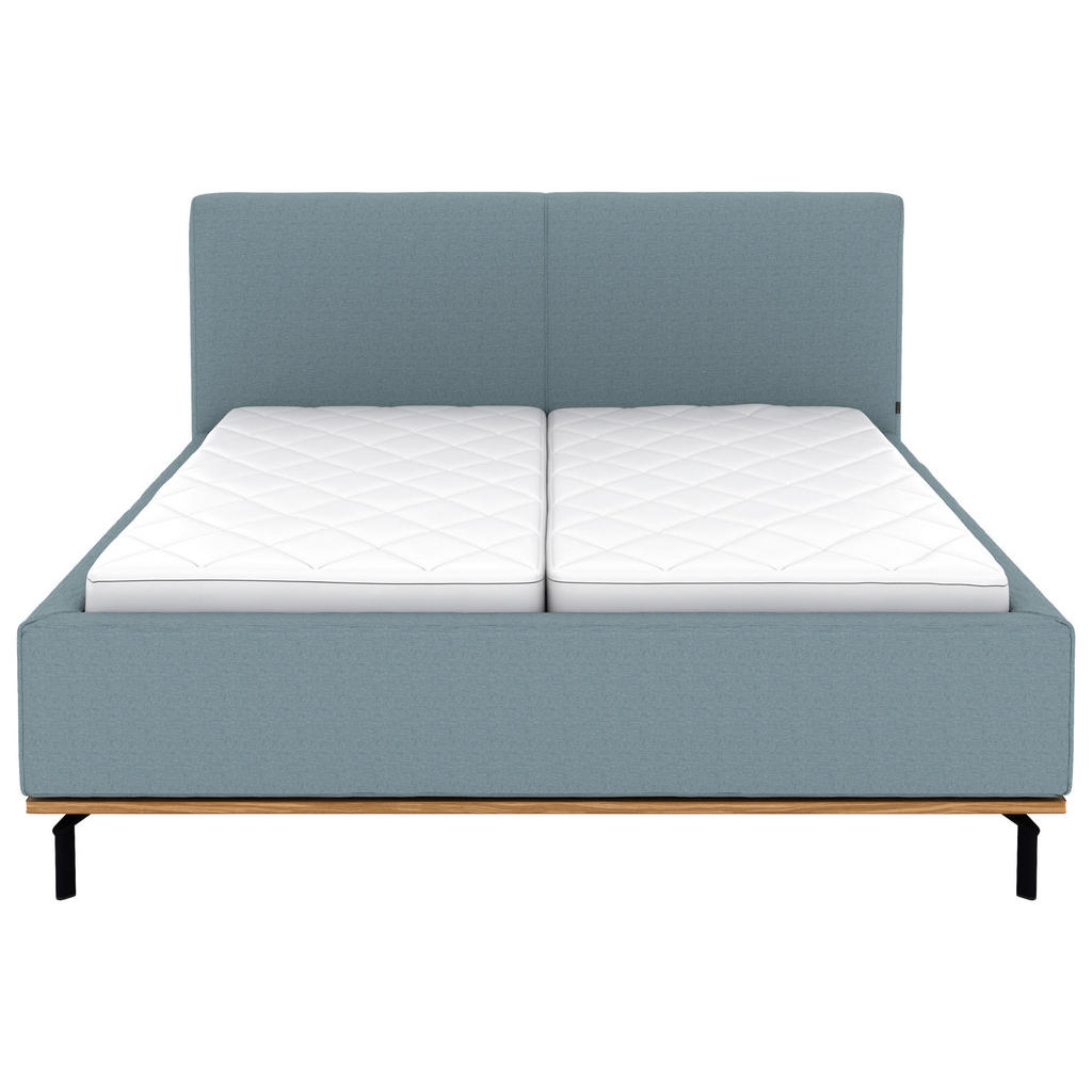 Thumbnail - Musterring Polsterbett, Blau, Textil, Birke, Buche, massiv, H2, Höhe ca. 20 cm, 180x200 cm, Reach, atmungsaktiv,in versc...