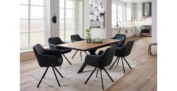 ESSTISCH in Holz, Metall 200-285/100/75 cm  - Nussbaumfarben/Schwarz, Natur, Holz/Metall (200-285/100/75cm) - Linea Natura