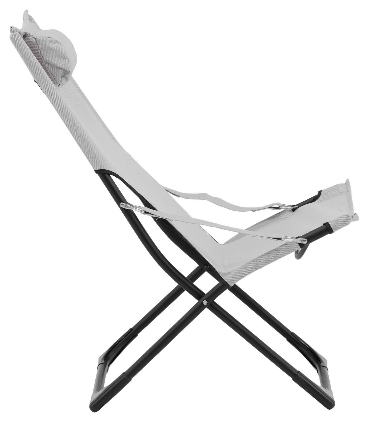 STRANDSESSEL 63/89/84 cm  - Schwarz/Grau, KONVENTIONELL, Textil/Metall (63/89/84cm) - Gardenson