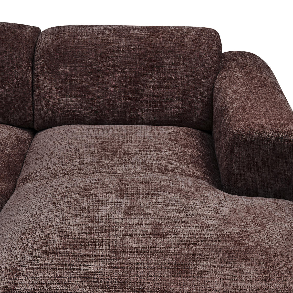 WOHNLANDSCHAFT Braun Chenille  - Schwarz/Braun, Design, Kunststoff/Textil (198/345/174cm) - Livetastic