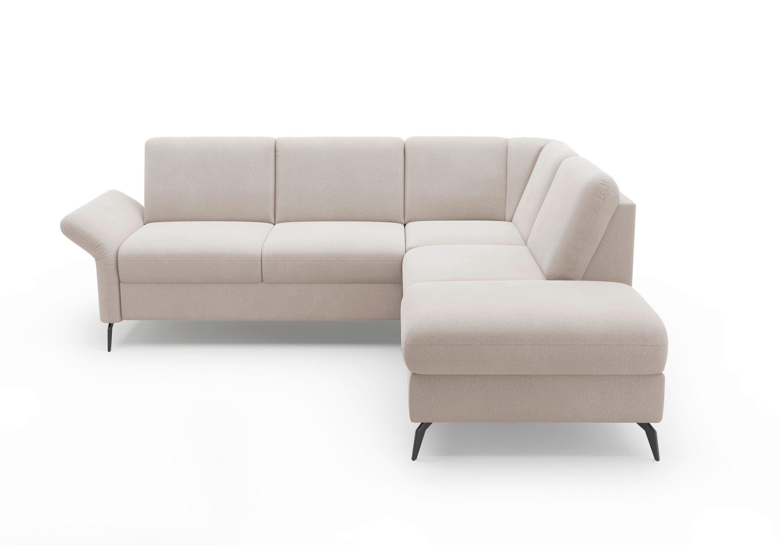ECKSOFA ROCHELLE E Greige Flachgewebe  - Greige/Schwarz, KONVENTIONELL, Textil/Metall (240/216cm) - Sit & More