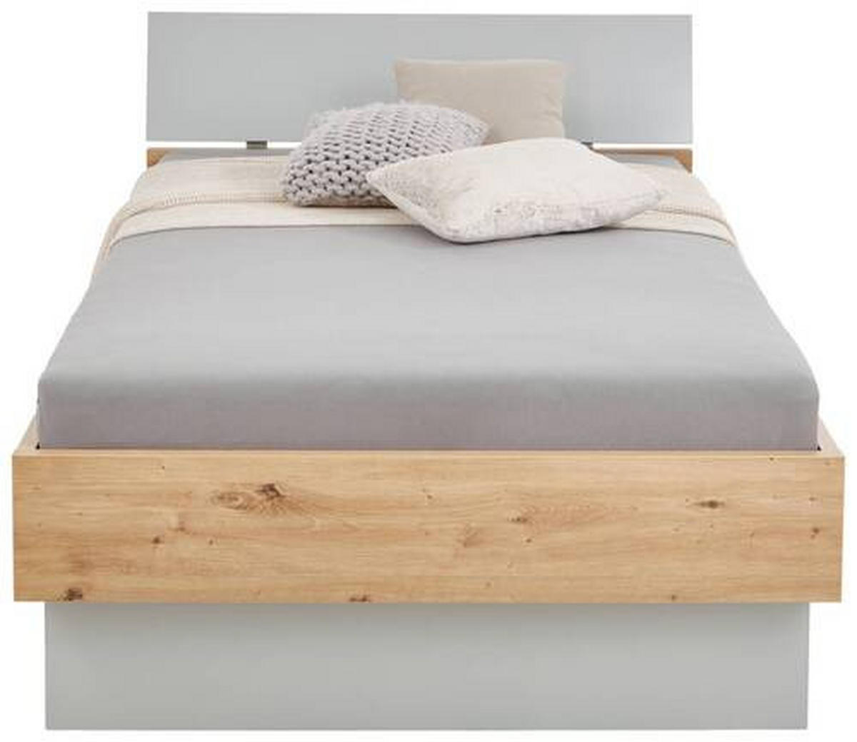 POSTELJA 120 cm   x 200 cm  , leseni material siva, barve hrasta  - siva/barve hrasta, Moderno, leseni material (120/200cm) - Xora