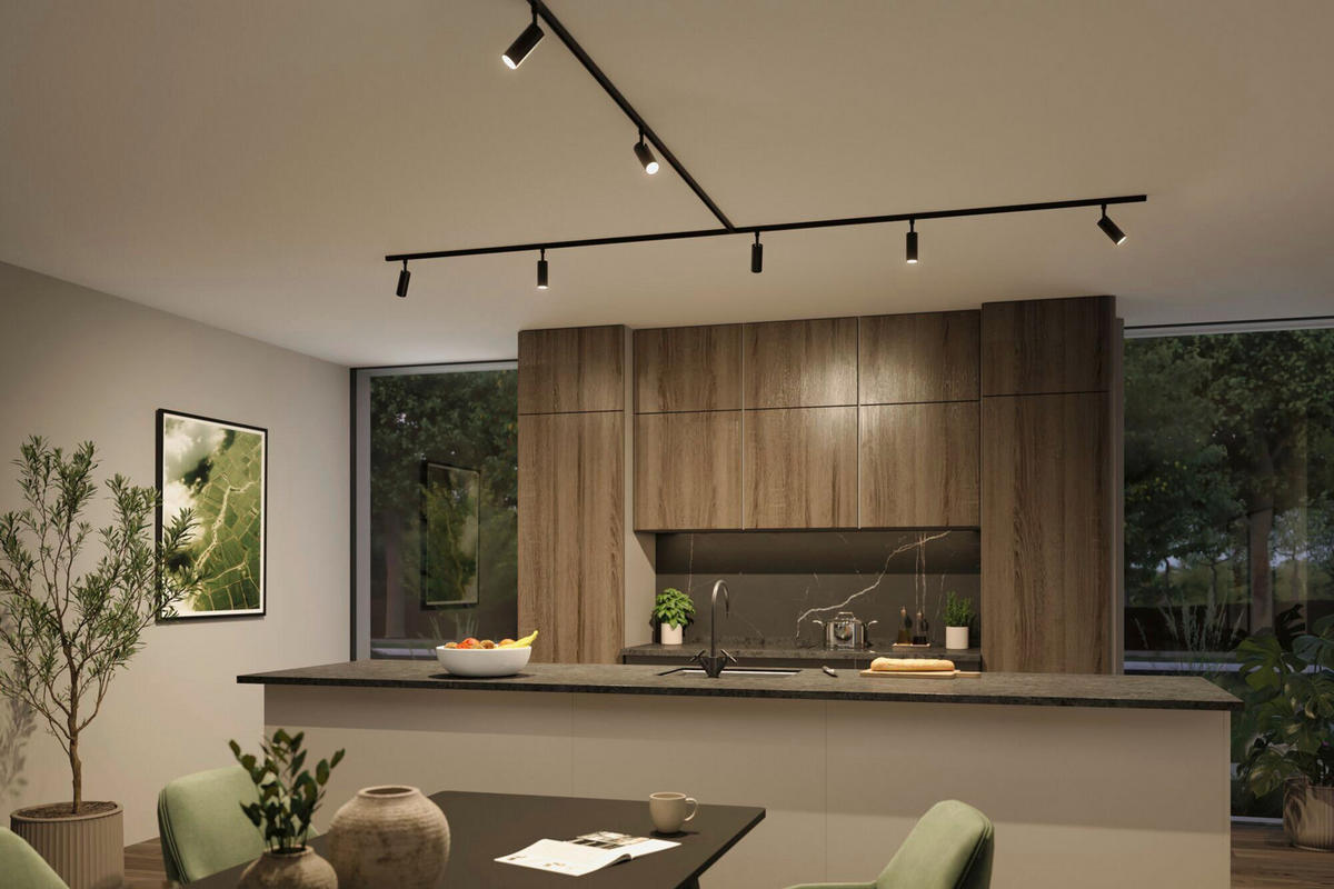 SCHIENENSYSTEM-STRAHLER URail 4,3/19 cm  - Schwarz, Basics, Metall (4,3/19cm) - Paulmann