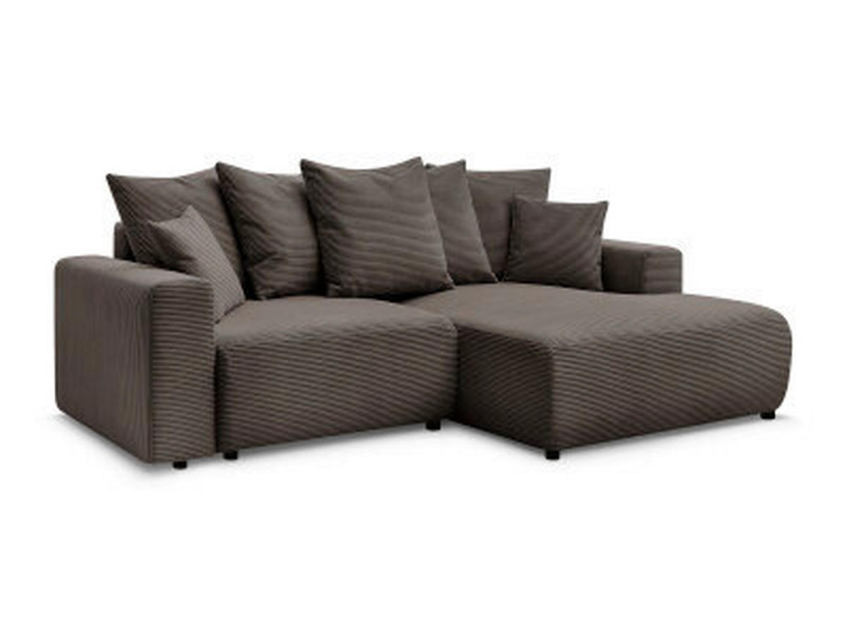ECKSOFA Ottomane rechts  ATILLA Taupe Cord  - Taupe/Schwarz, MODERN, Kunststoff/Textil (244/149cm)
