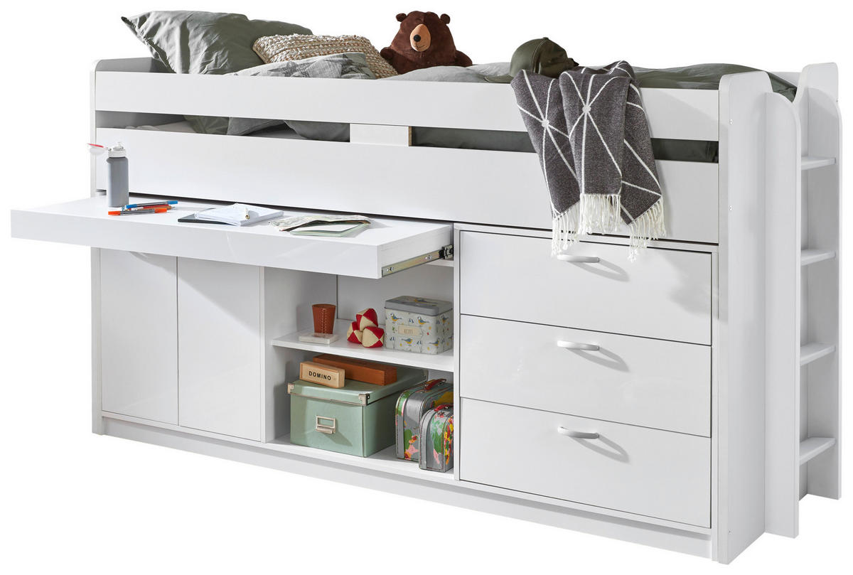 SREDNJE VISOKI KREVET  bijela   - bijela, Moderno, drvni materijal (90/200cm) - Livetastic