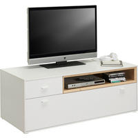 TV KOMODA bela, boja hrasta  - boja hrasta/bela, Dizajnerski, pločasti materijal/plastika (130/48/50cm) - Hom`in