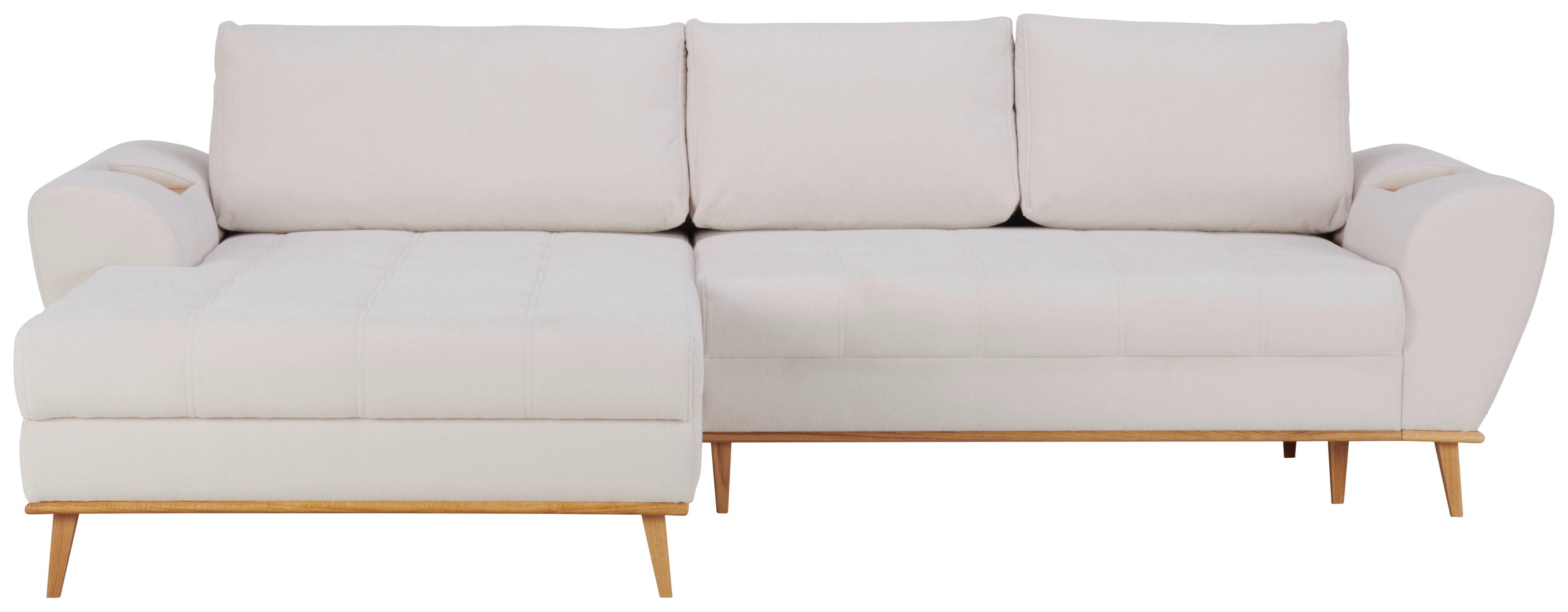 ECKSOFA Creme Webstoff  - Eichefarben/Creme, Design, Holz/Textil (175/282cm) - Carryhome