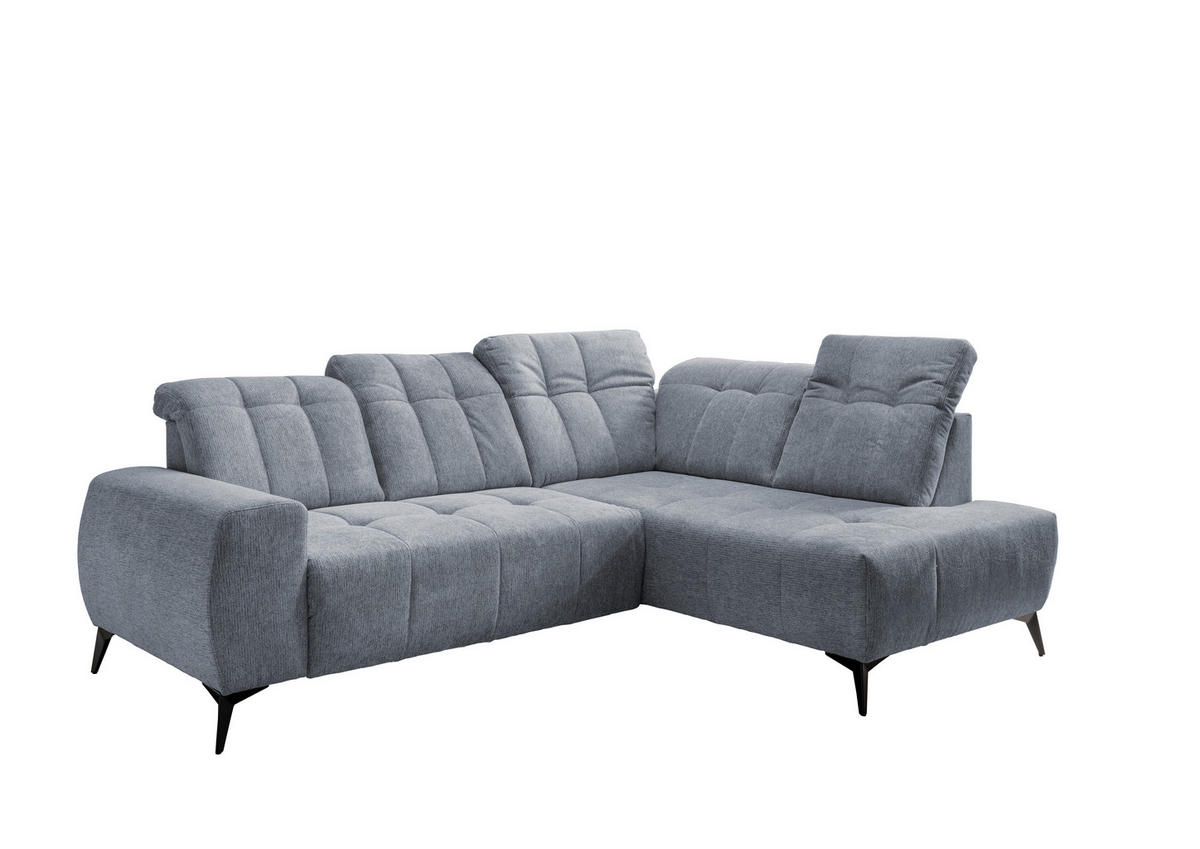 ECKSOFA in Chenille Hellblau  - Schwarz/Hellblau, Modern, Textil/Metall (261/200cm) - Livetastic