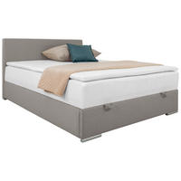 POLSTERBETT 140/200 cm,  in Taupe, Bettkasten, Topper, H2 + H2 = mittel  - Taupe/Chromfarben, KONVENTIONELL, Holz/Kunststoff (140/200cm) - MID.YOU