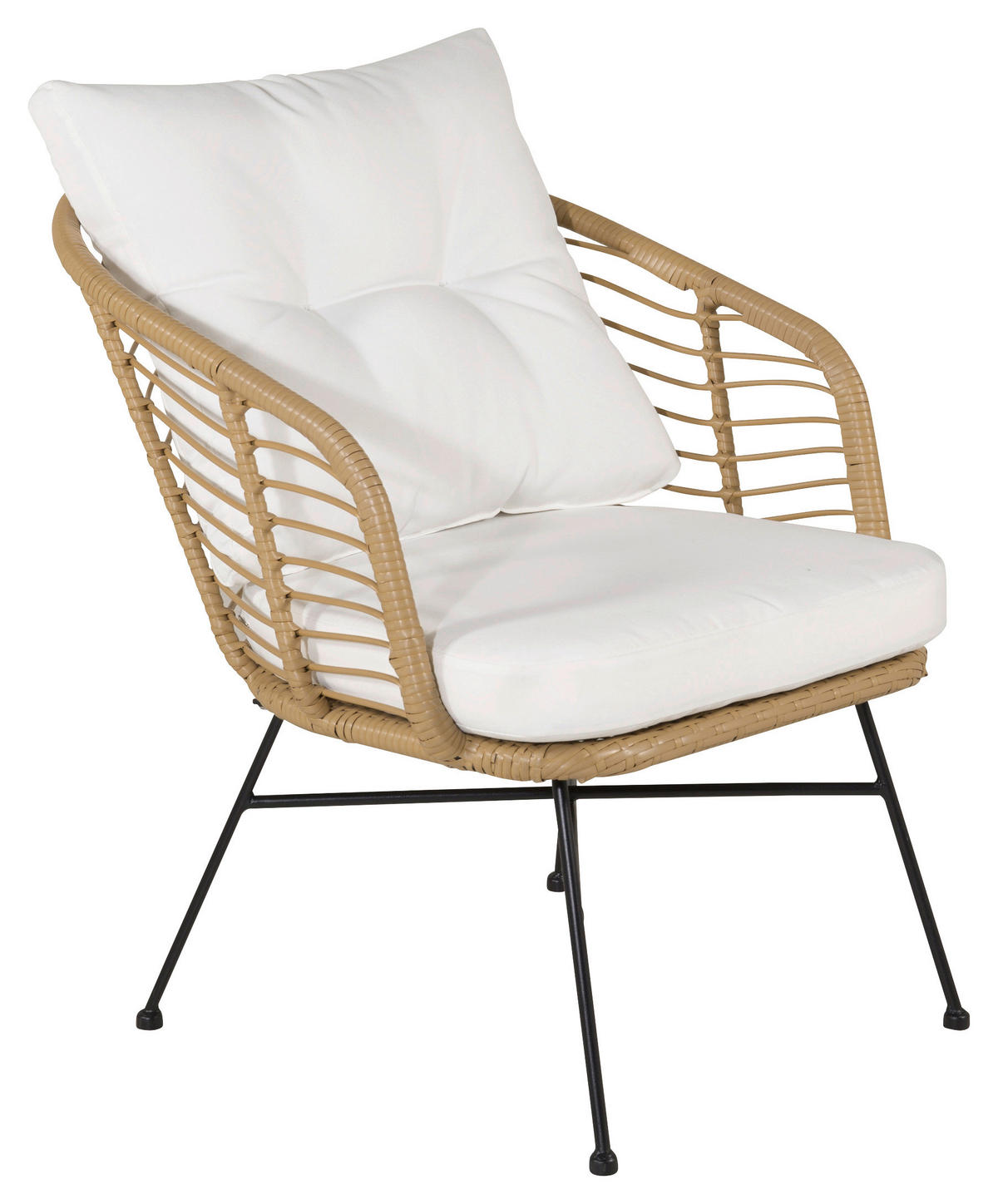 LOUNGEGARNITUR   Stahl  - Beige/Schwarz, KONVENTIONELL, Glas/Kunststoff - Gardenson