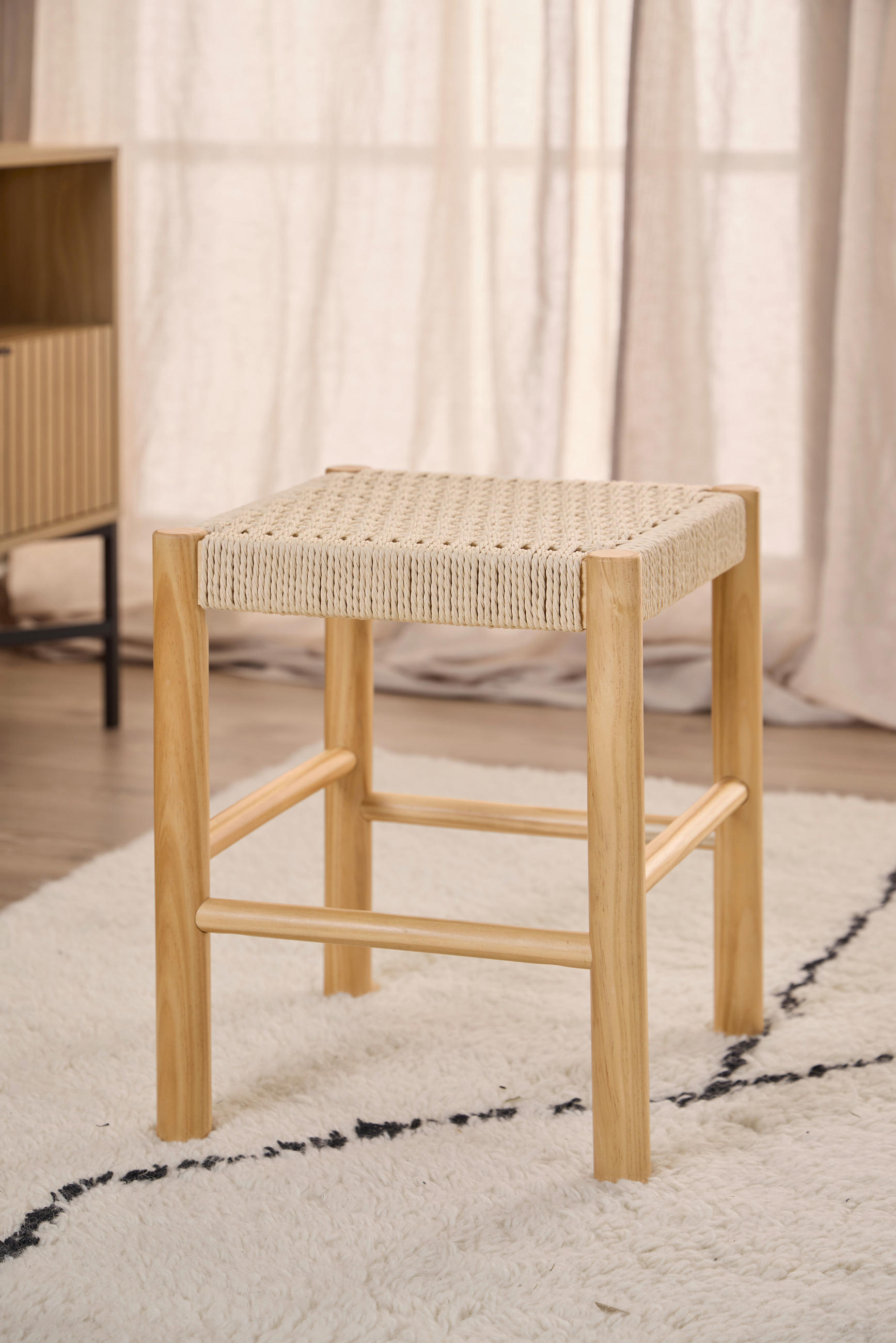 TABURE, les, tekstil naravne barve - naravne barve, Trend, tekstil/les (35/45/35cm) - MID.YOU