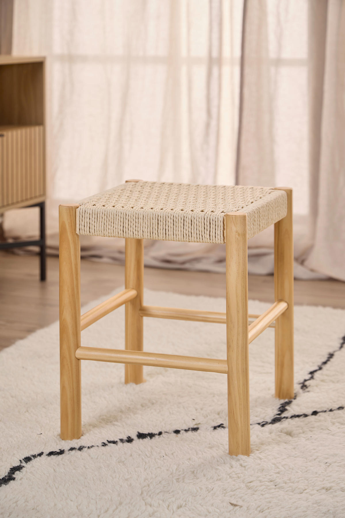 TABURE, les, tekstil naravne barve  - naravne barve, Trend, tekstil/les (35/45/35cm) - MID.YOU