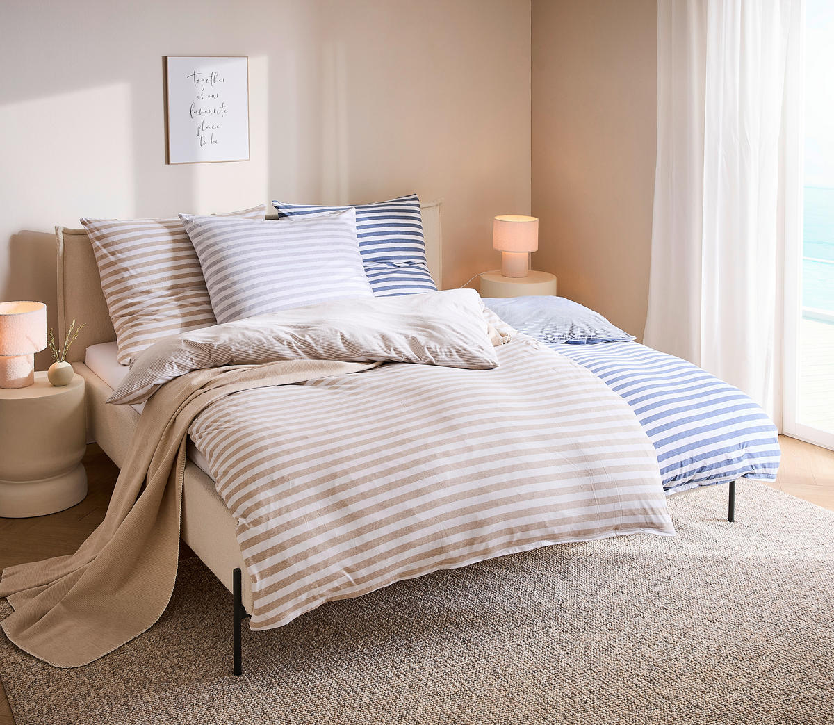 WENDEBETTWÄSCHE 2-teilig Jersey 135/200 cm  - Beige, KONVENTIONELL, Textil (135/200cm) - Bio:Vio