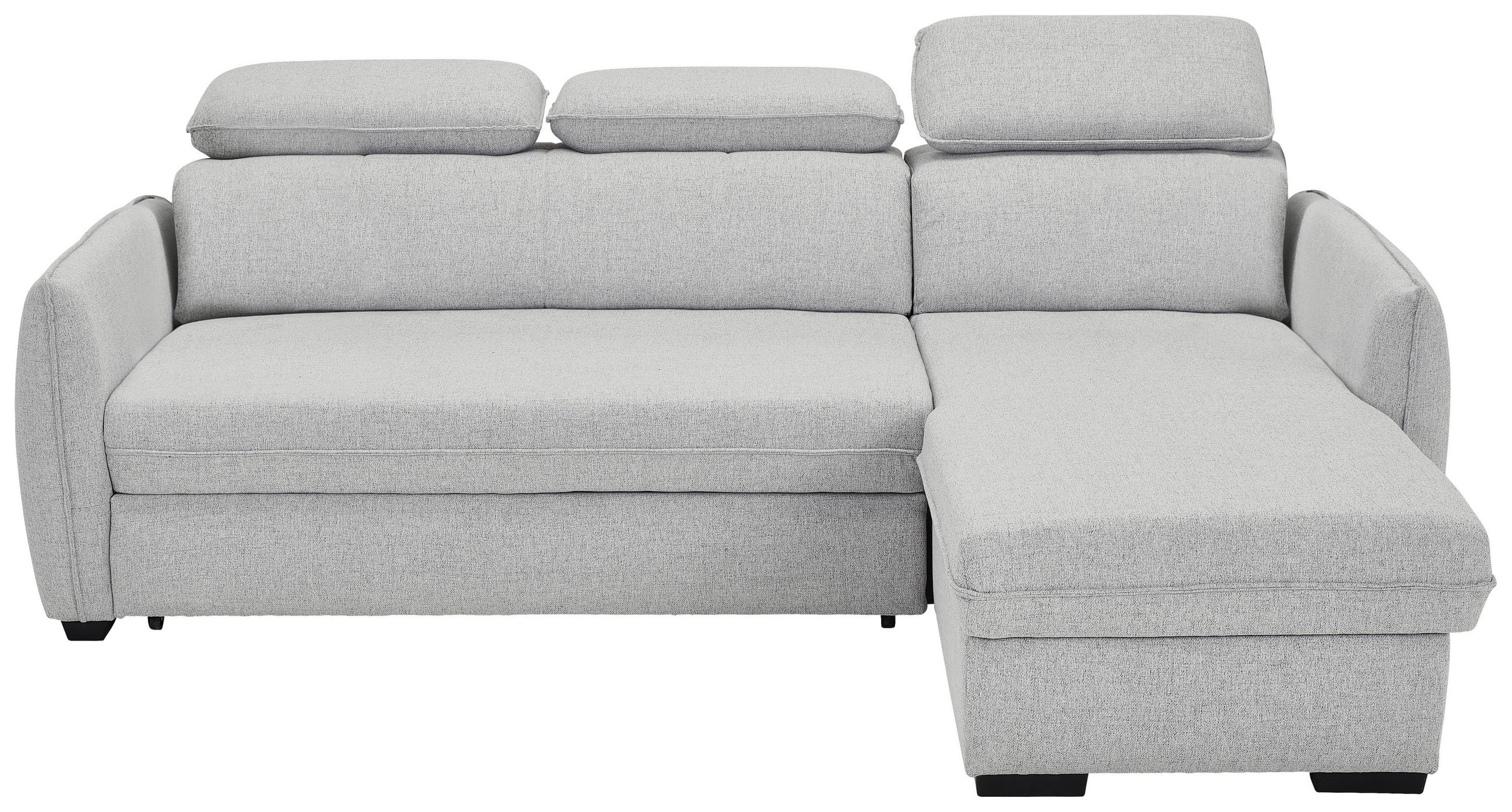 ECKSOFA Hellgrau Flachgewebe  - Hellgrau/Schwarz, MODERN, Kunststoff/Textil (182/237cm) - Carryhome