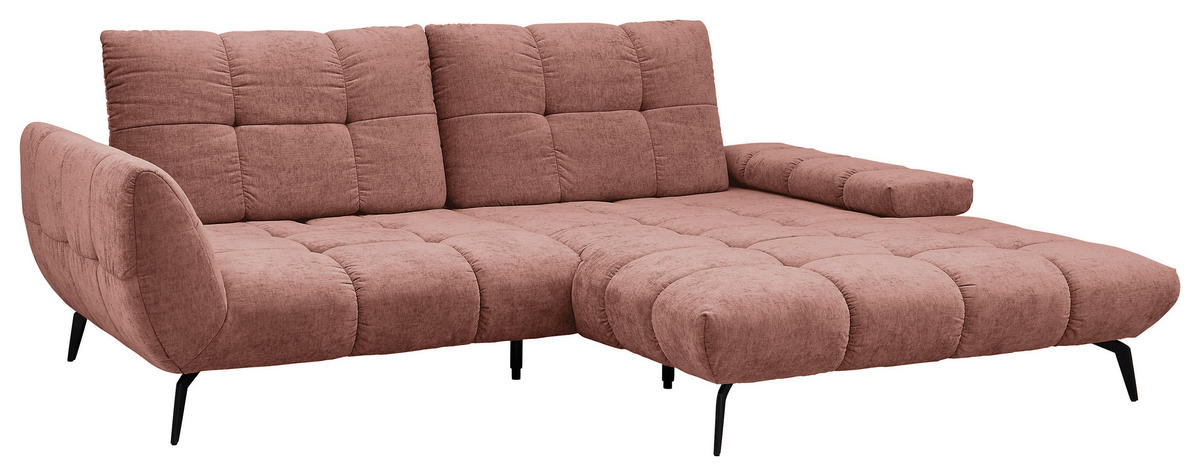ECKSOFA Kupferfarben Flachgewebe Rücken echt, Sitztiefenverstellung  - Schwarz/Kupferfarben, KONVENTIONELL, Textil/Metall (273/211cm) - SetOne by Musterring