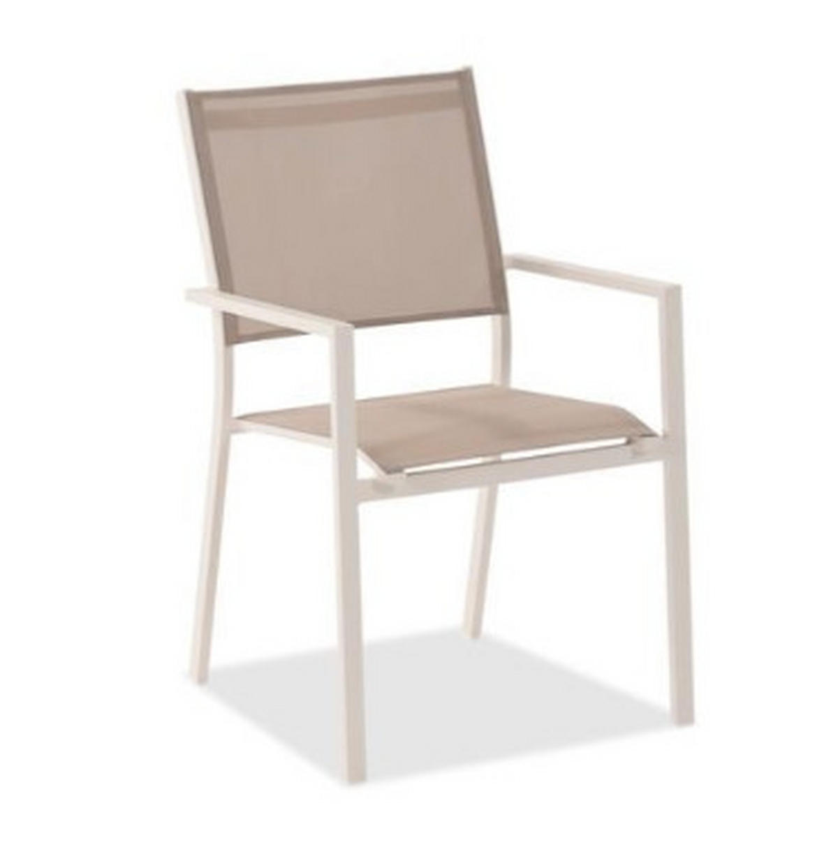 STAPELSTUHL in Metall, Textil Taupe, Grauweiß  - Taupe/Grauweiß, Design, Textil/Metall (55/88/61cm) - Niehoff Garden