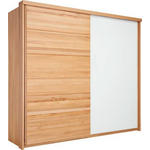 SCHWEBETÜRENSCHRANK  in Weiß, Buchefarben  - Buchefarben/Weiß, Natur, Glas/Holz (239/216/70cm) - Linea Natura