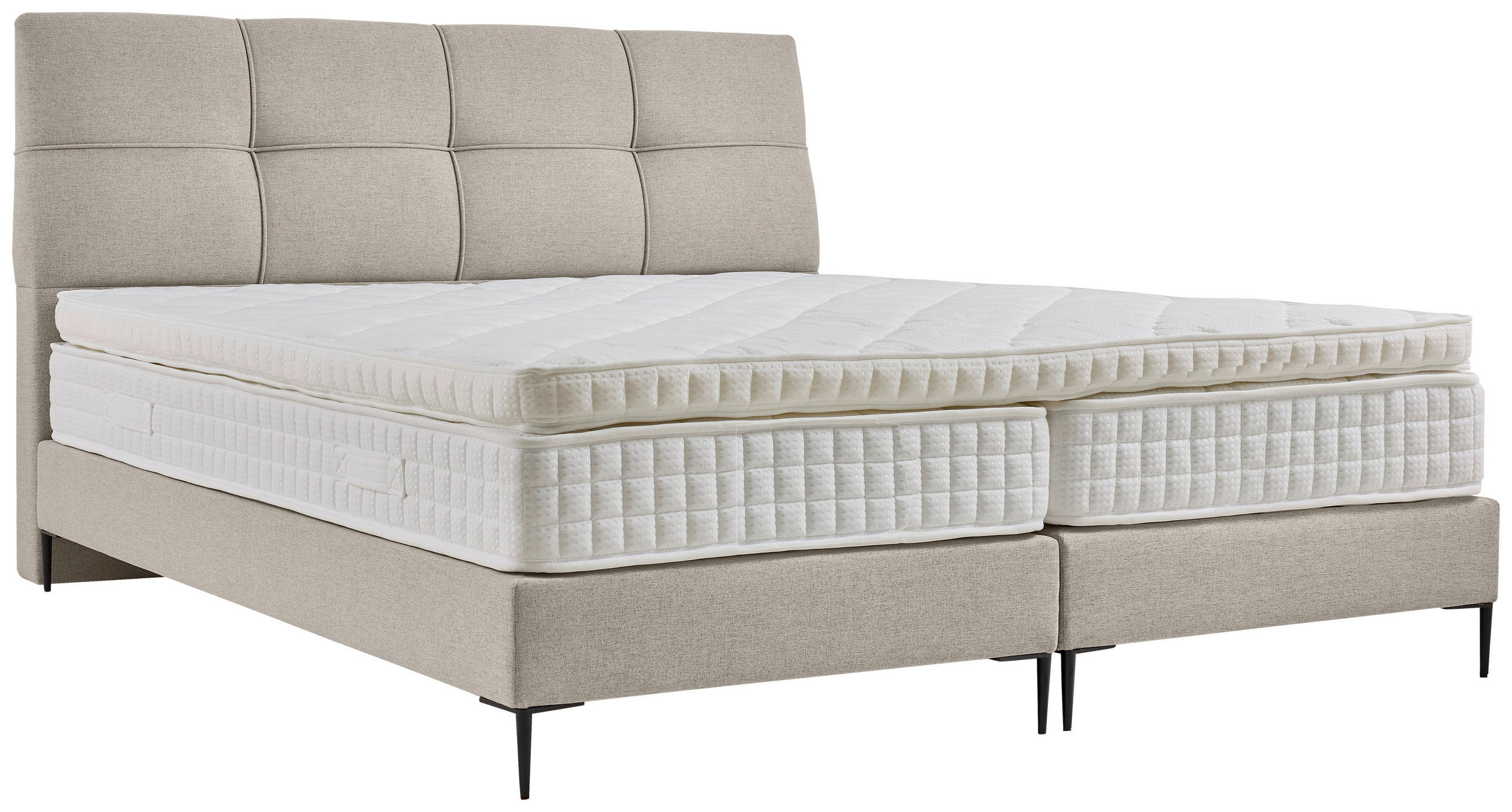 BOXSPRINGBETT 180/200 cm  in Creme  - Creme/Schwarz, MODERN, Holzwerkstoff/Textil (180/200cm) - MID.YOU
