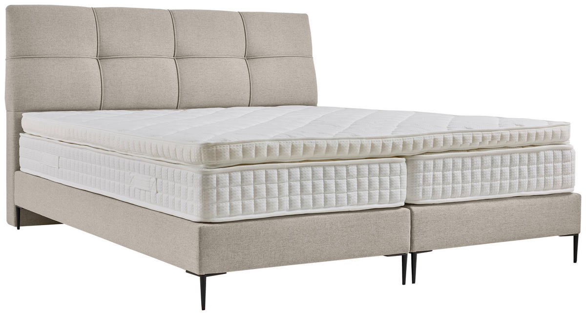 BOXSPRING-ÁGY 180/200 cm  krémszínű  - krémszínű/natúr színű, Modern, faalapú anyag/textil (180/200cm) - MID.YOU