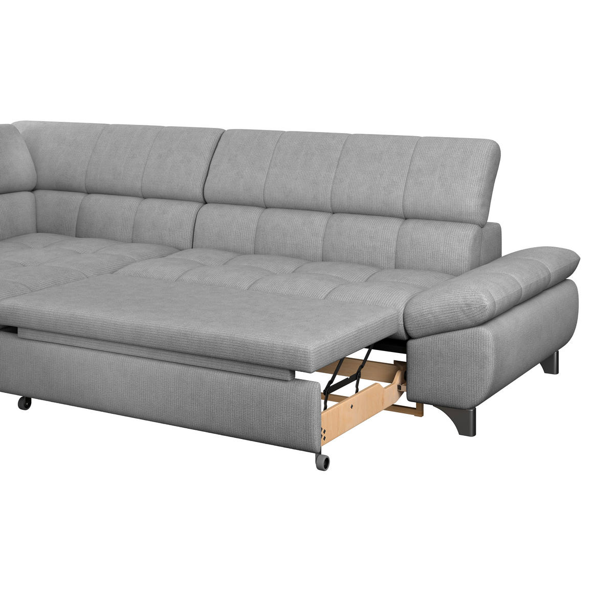 ECKSOFA Hellgrau Chenille  - Chromfarben/Hellgrau, KONVENTIONELL, Textil/Metall (234/312cm) - Livetastic