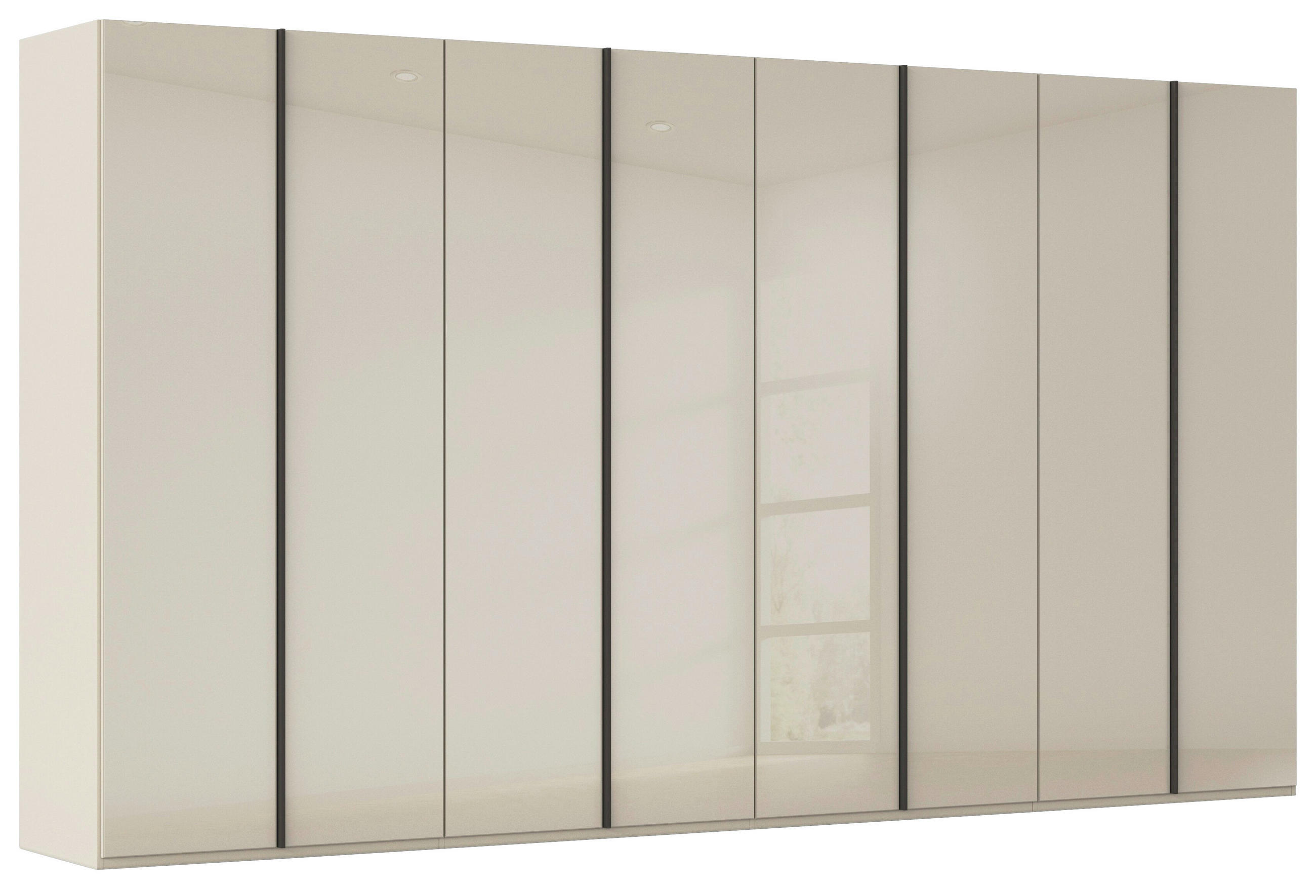 DREHTÜRENSCHRANK 400/235/61 cm,  in Champagner, 8-türig  - Champagner/Graphitfarben, Basics, Glas/Holzwerkstoff (400/235/61cm) - Novel