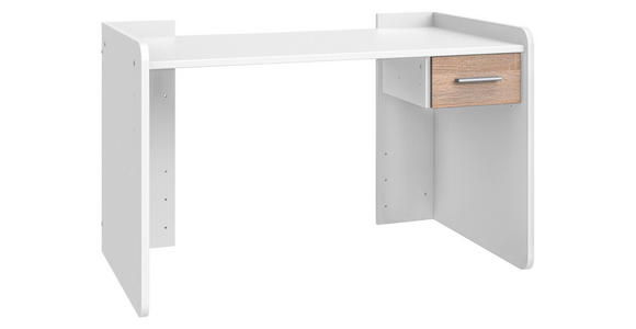 SCHREIBTISCH höhenverstellbar, Stauraum, seitenverkehrt montierbar  - Eichefarben/Alufarben, KONVENTIONELL, Holzwerkstoff/Kunststoff (124/70/77cm) - Carryhome