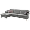 ECKSOFA Hellgrau Echtleder  - Hellgrau/Nickelfarben, MODERN, Leder/Metall (179/233cm) - Livetastic