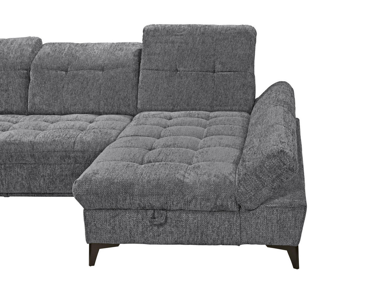 WOHNLANDSCHAFT Mikrovelours Anthrazit  - Anthrazit/Schwarz, Modern, Kunststoff/Textil (245/348/168cm) - MID.YOU