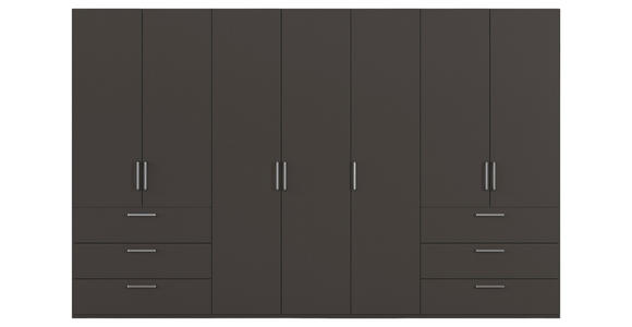 DREHTÜRENSCHRANK 350/223/61 cm,  in Graphitfarben, 7-türig  - Edelstahlfarben/Graphitfarben, Basics, Holzwerkstoff/Metall (350/223/61cm) - Novel