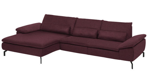 WOHNLANDSCHAFT in Textil Weinrot - Weinrot/Schwarz, Design, Textil/Metall (181/341cm) - Dieter Knoll