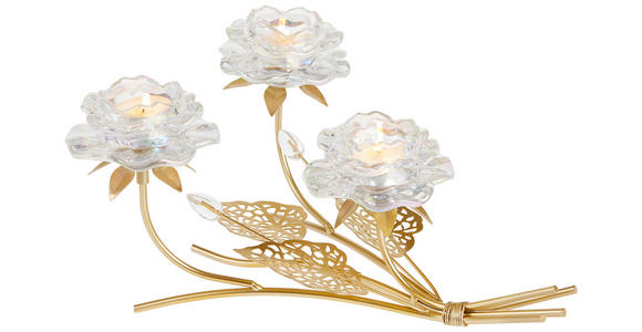 TEELICHTHALTER  - Klar/Goldfarben, LIFESTYLE, Glas/Metall (30/25/15,5cm) - Ambia Home