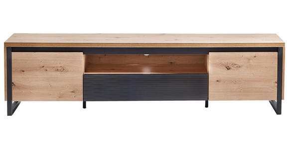 LOWBOARD in 188/48/40 cm - Eichefarben/Schwarz, Design, Holzwerkstoff/Metall (188/48/40cm) - Xora