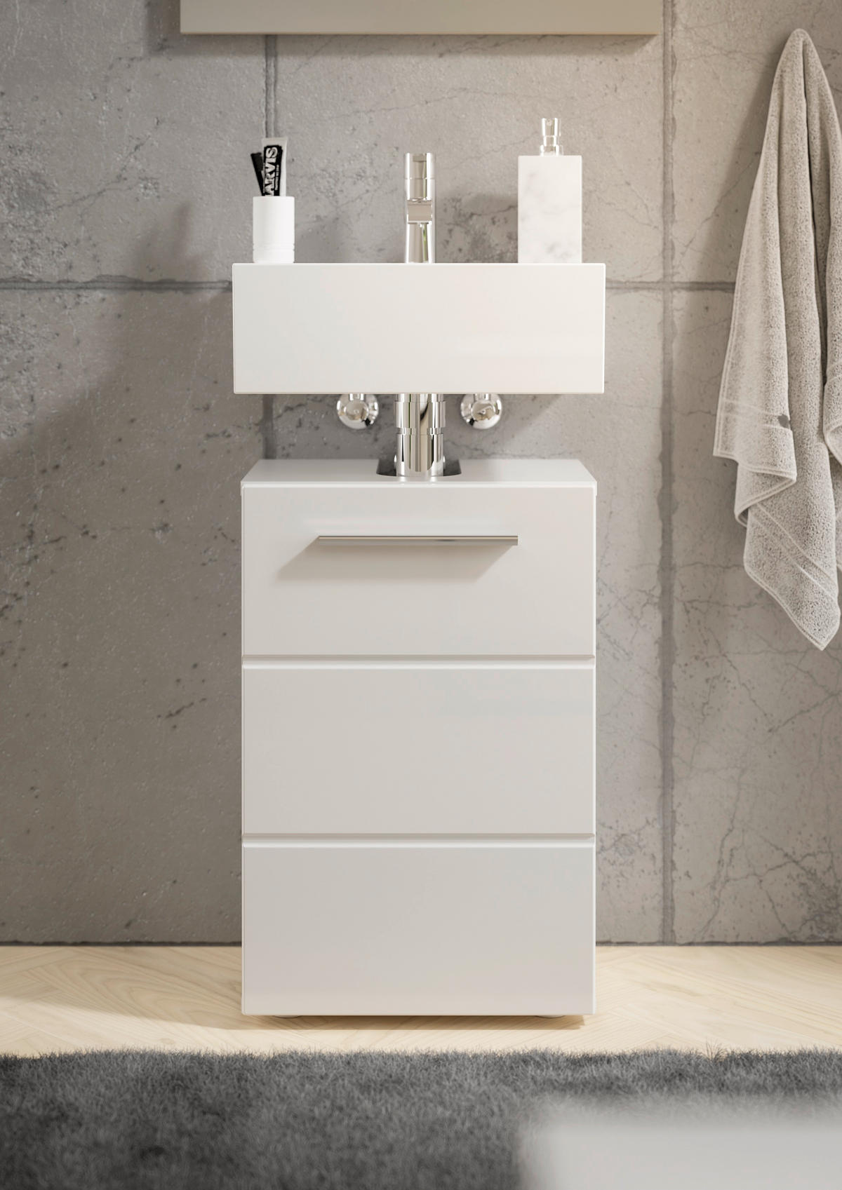 WASCHBECKENUNTERSCHRANK 40/60/31 cm  - Chromfarben/Weiß Hochglanz, MODERN, Holzwerkstoff/Kunststoff (40/60/31cm) - MID.YOU