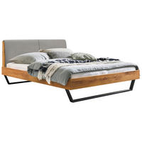 BETT 160/200 cm  in Anthrazit, Wildeiche  - Wildeiche/Anthrazit, Natur, Holz/Metall (160/200cm) - Hasena