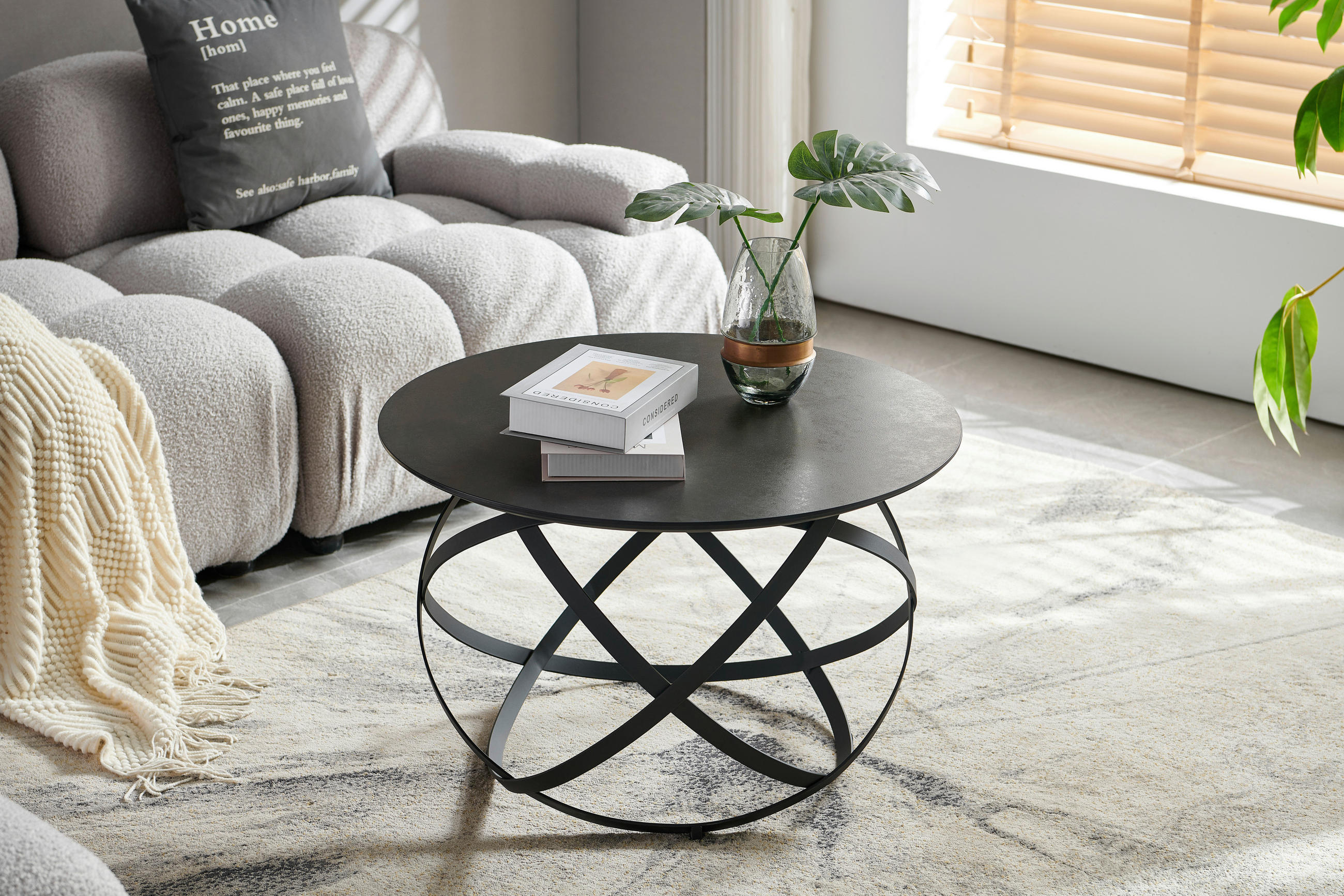 COUCHTISCH in Metall, Keramik 70/70/45 cm  - Schwarz, Design, Keramik/Metall (70/70/45cm) - Livetastic