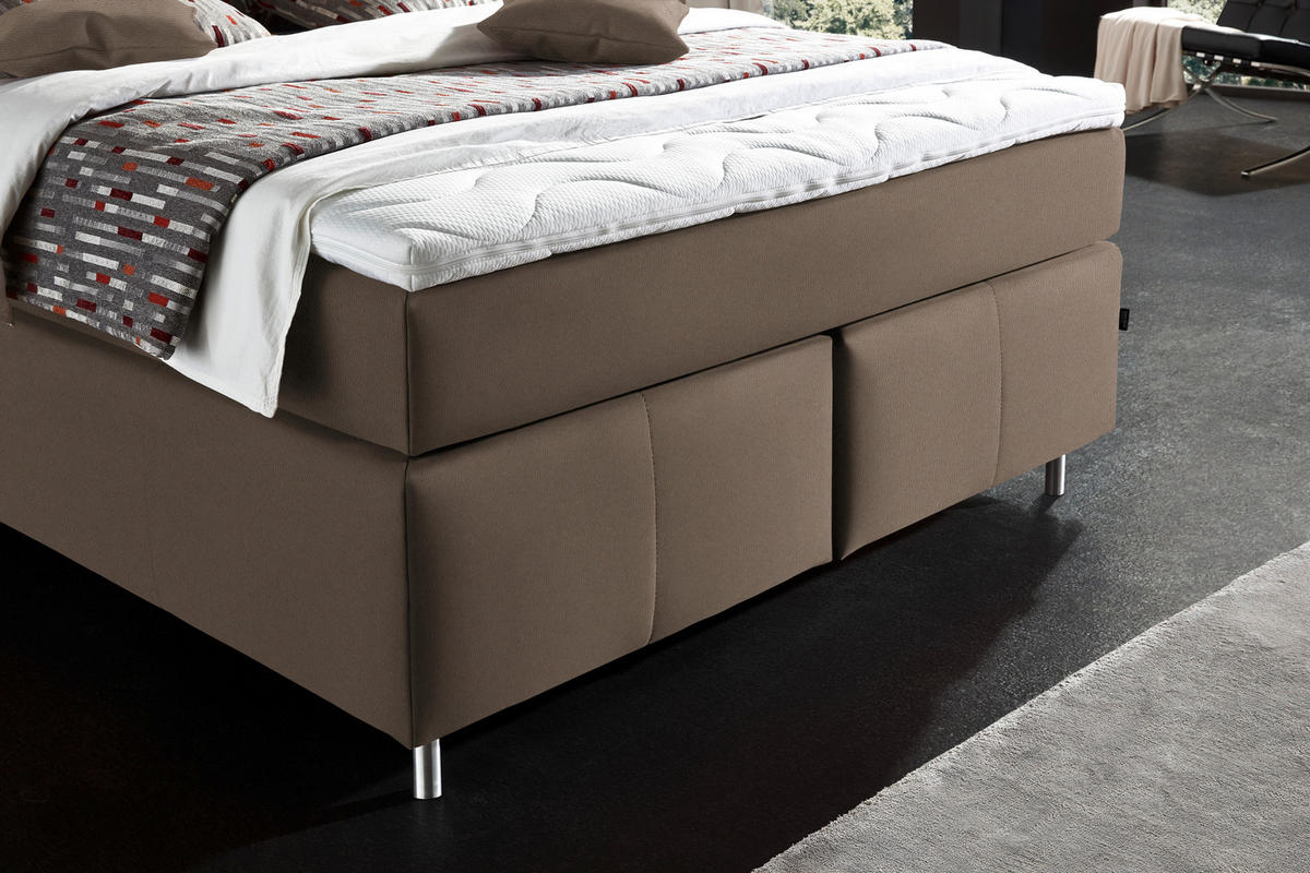 BOXSPRINGBETT 140/200 cm  in Braun  - Alufarben/Braun, KONVENTIONELL, Textil/Metall (140/200cm) - Dieter Knoll
