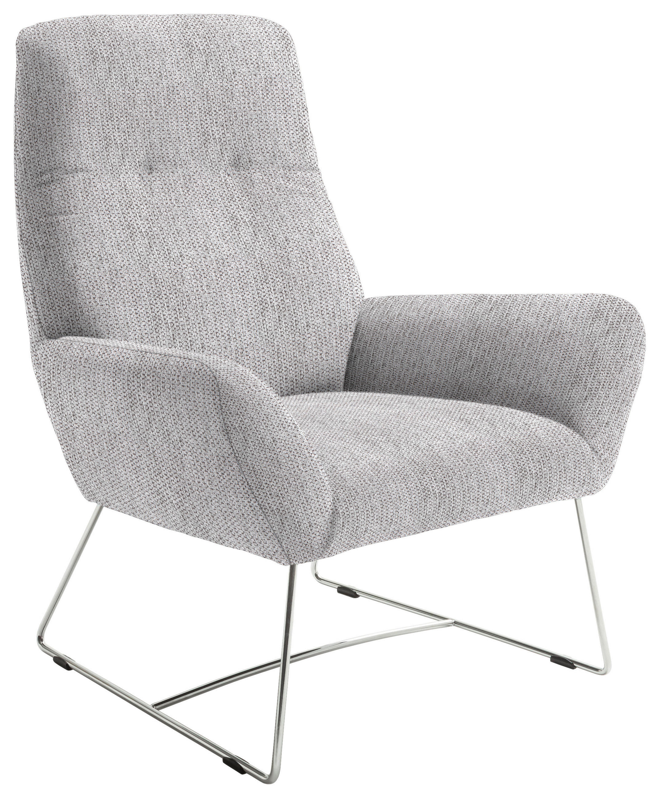 SESSEL Flachgewebe Hellgrau    - Chromfarben/Hellgrau, Design, Textil/Metall (82/102/81cm) - Pure Home Lifestyle