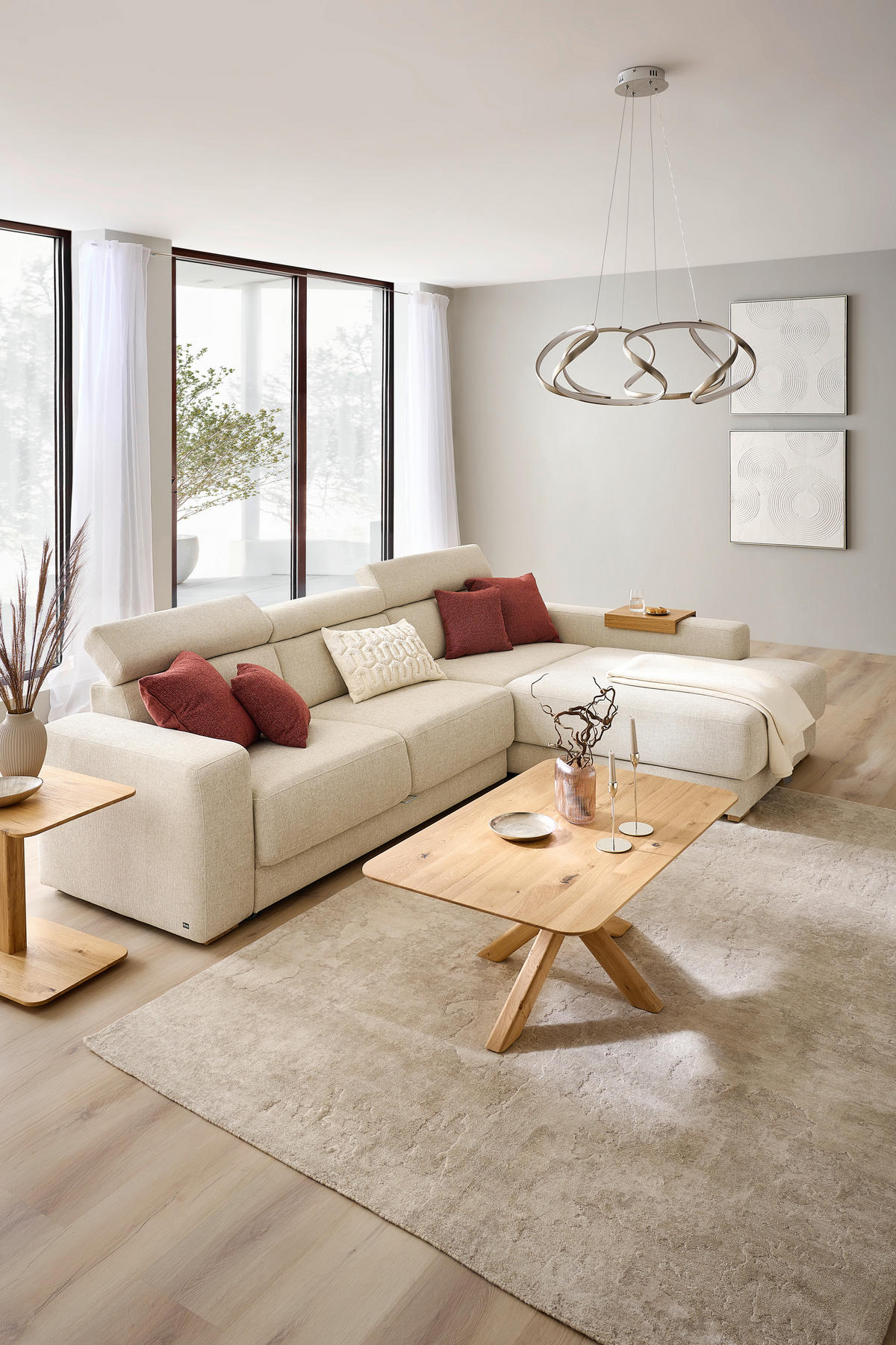 ECKSOFA Naturfarben Chenille  - Eichefarben/Naturfarben, Design, Textil (316/206cm) - Sedda