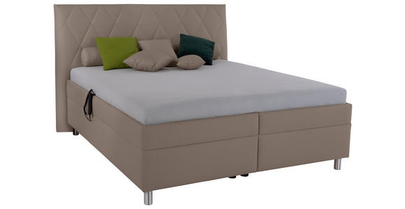 POLSTERBETT Matratze, Lattenrost, Bettkasten 160/200 cm in Cappuccino - Birkefarben/Silberfarben, KONVENTIONELL, Holz/Textil (160/200cm) - Esposa