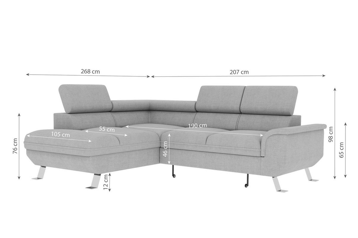 ECKSOFA in Struktur Greige  - Greige/Silberfarben, Konventionell, Textil/Metall (207/268cm) - MID.YOU
