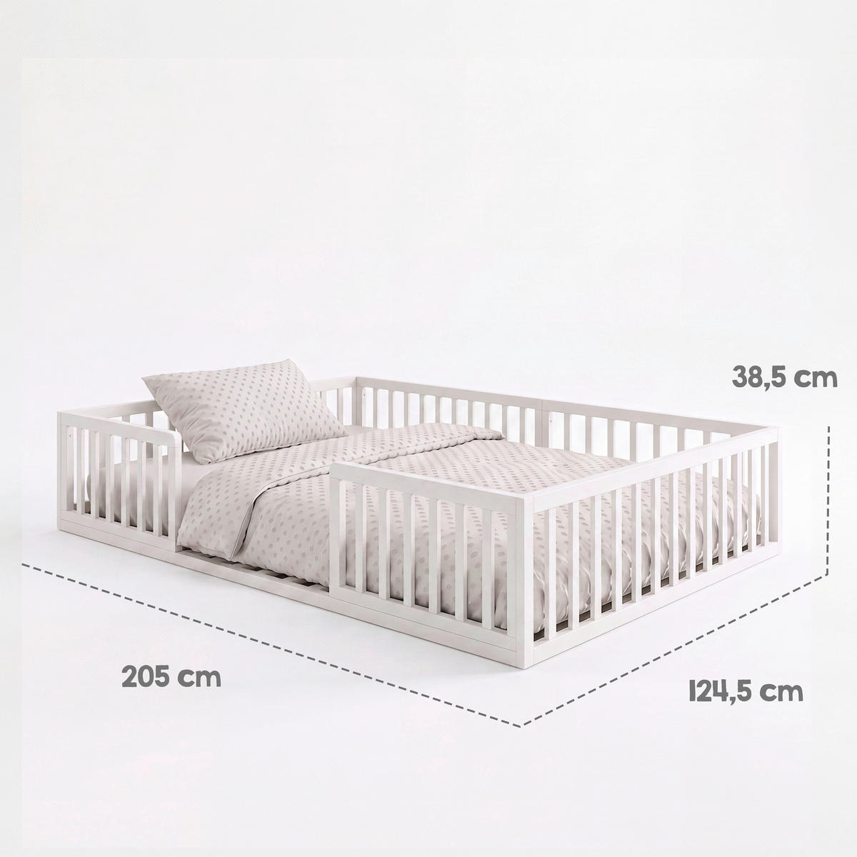 BODENBETT 120/200 cm  in Weiß  - Hellbraun/Kaschmir, Basics, Holzwerkstoff (120/200cm) - Roba