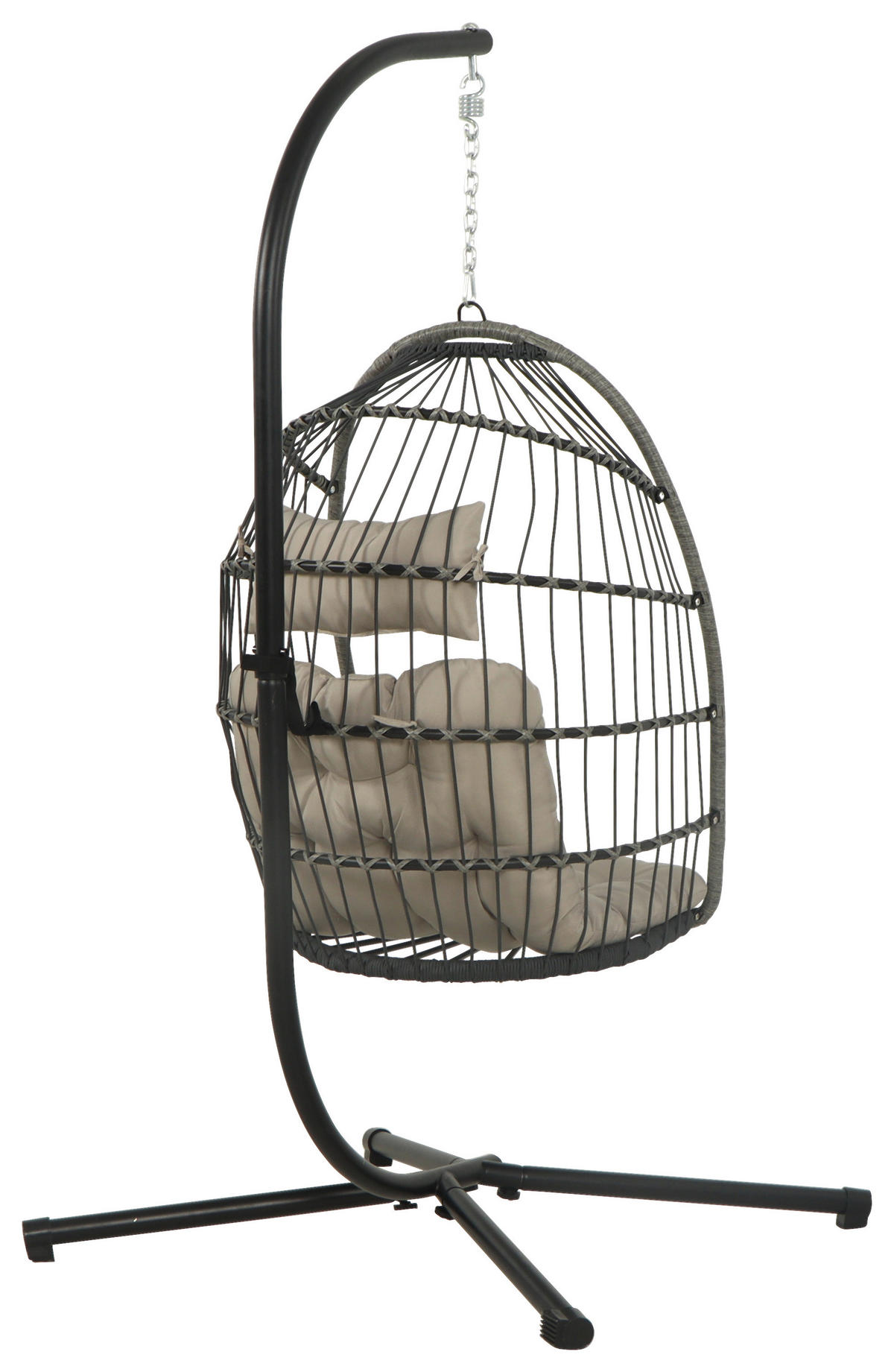 HÄNGESESSEL 100/198/100 cm Eisen  - Schwarz/Grau, Design, Kunststoff/Textil (100/198/100cm) - Ambia Garden