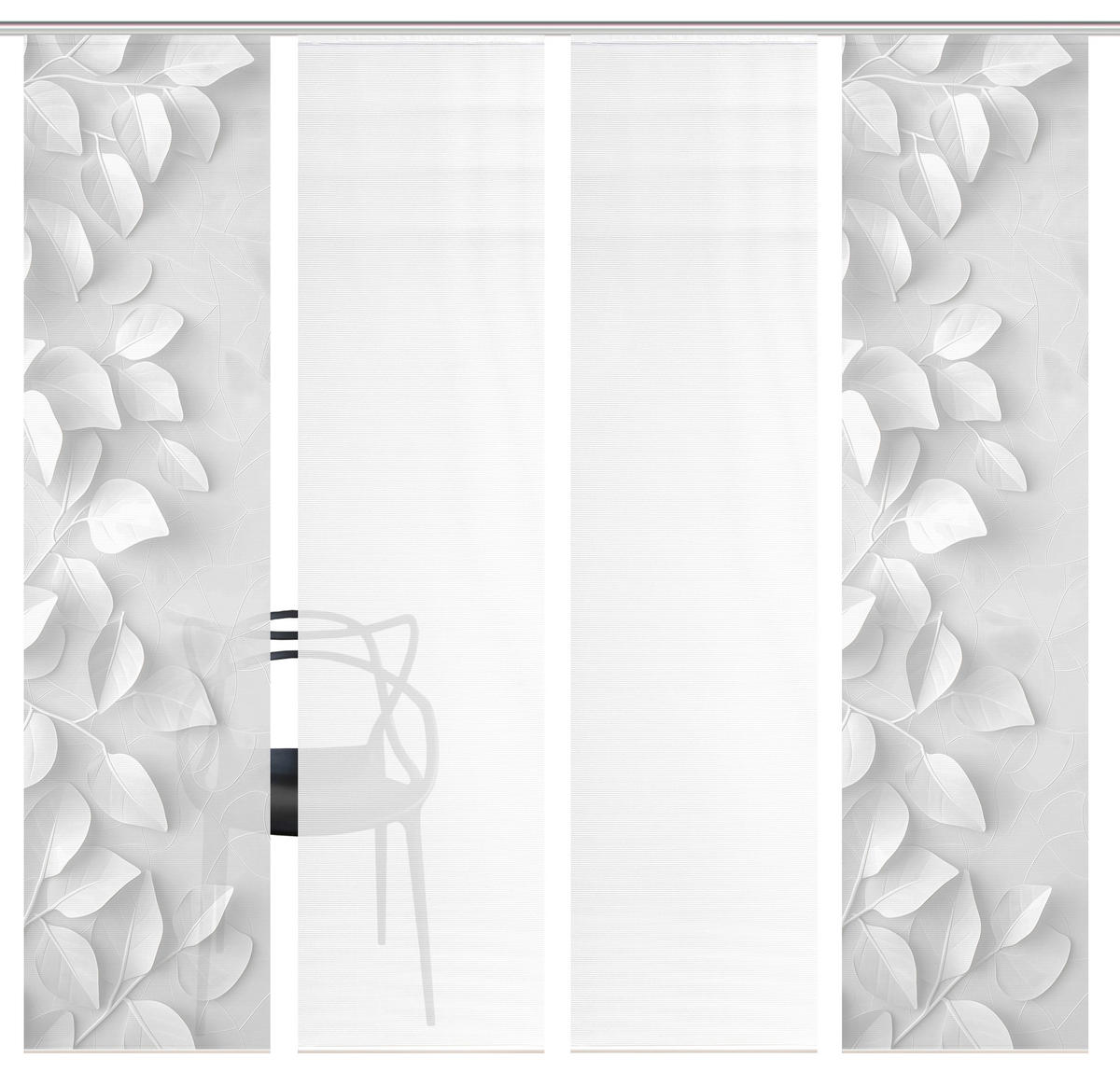 FLÄCHENVORHANG  4 Stück  blickdicht  60/260 cm   - Hellgrau/Weiß, Design, Textil (60/260cm)