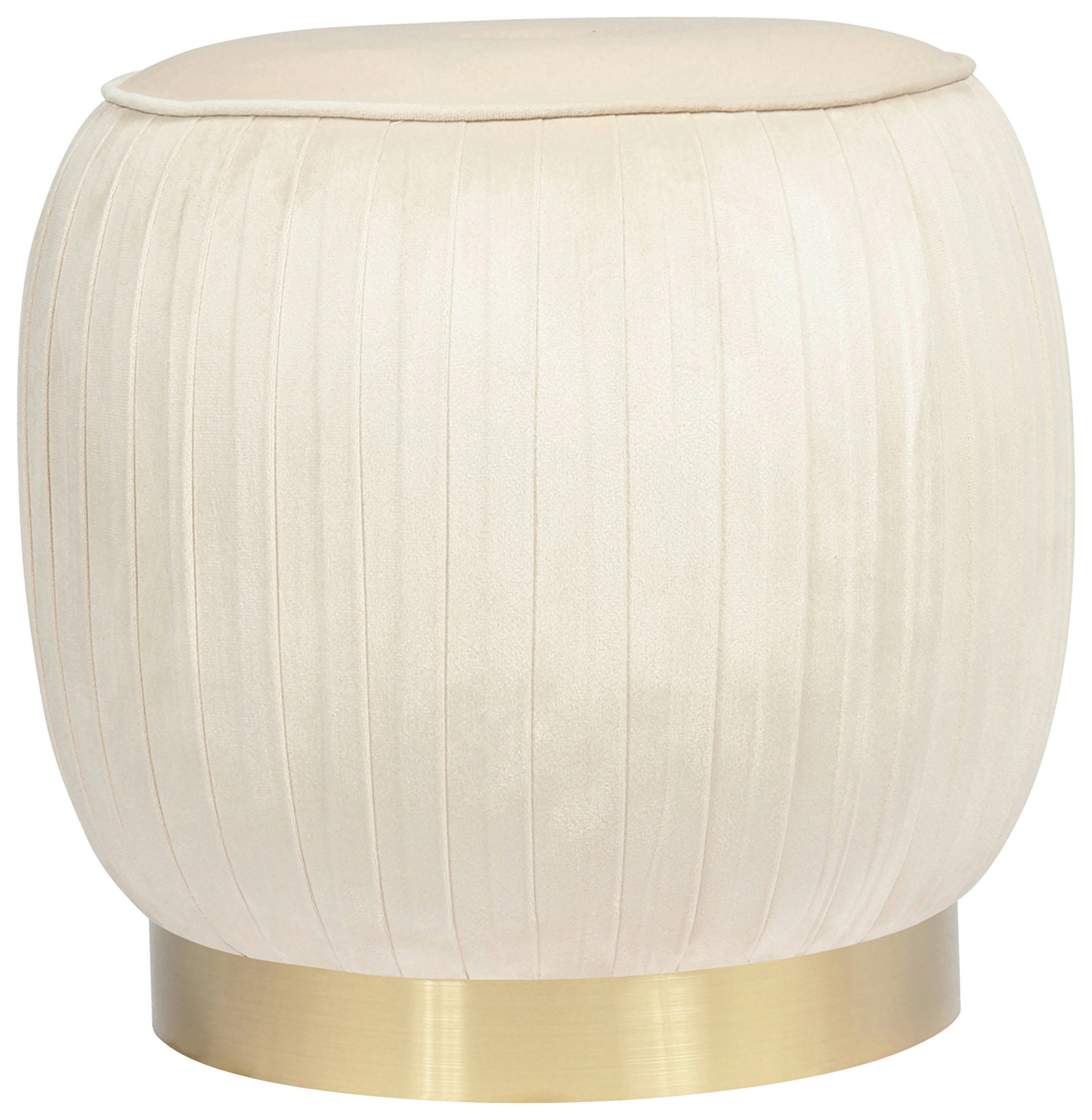 HOCKER Samt Creme  - Goldfarben/Creme, Design, Textil/Metall (43/42cm) - Kayoom