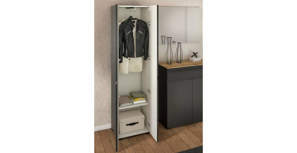 GARDEROBENSCHRANK 52/192/36 cm - Anthrazit/Schwarz, Design, Holzwerkstoff/Kunststoff (52/192/36cm) - Dieter Knoll
