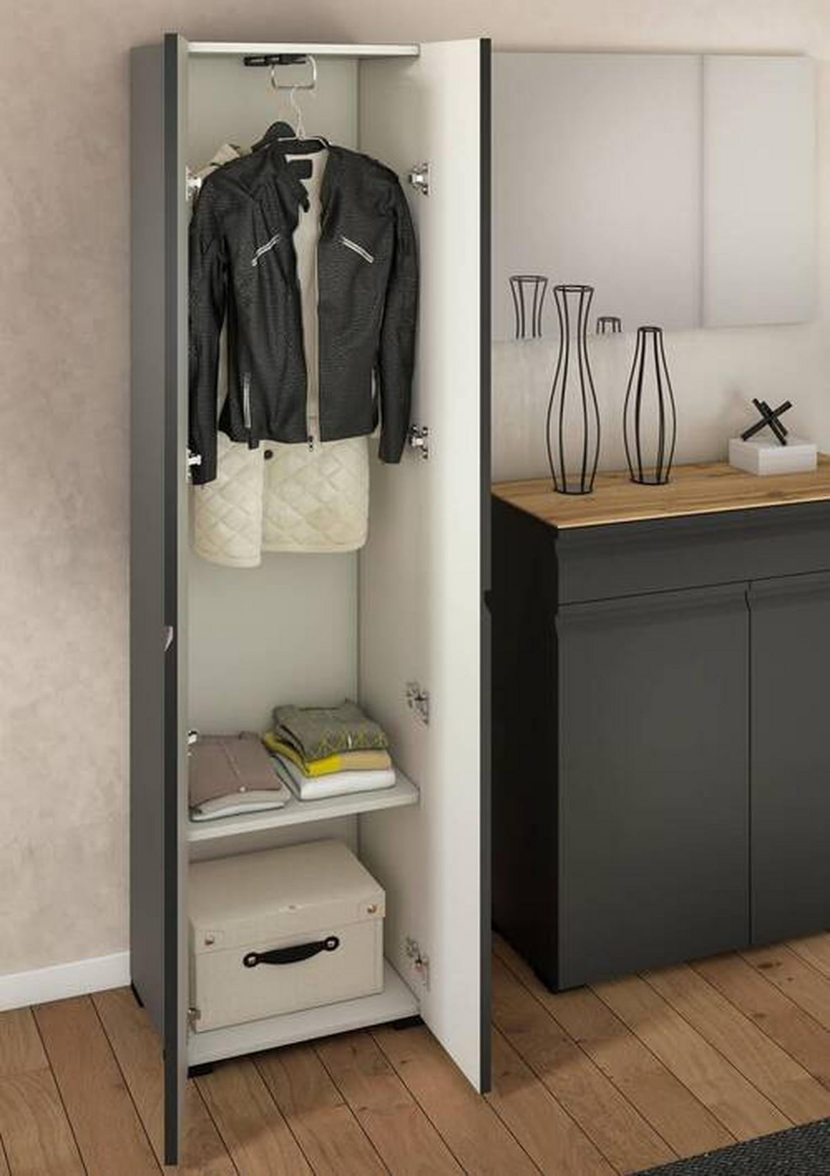 ORMAR GARDEROBNI  antracit  - crna/antracit, Design, drvni materijal/plastika (52/192/36cm) - Dieter Knoll